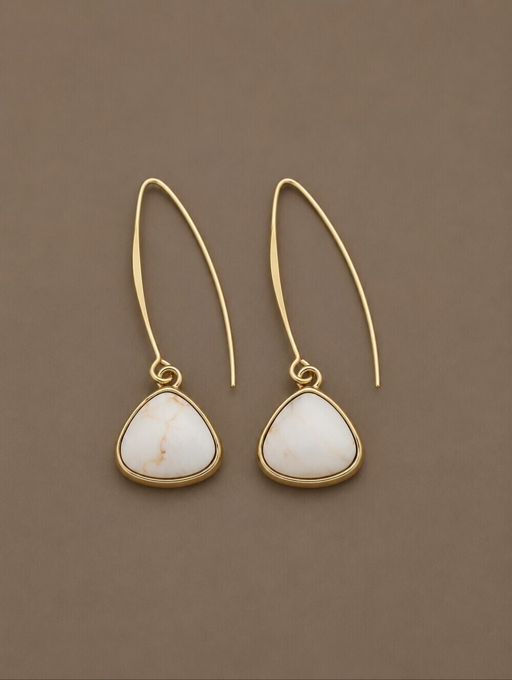 3/$30 Long Open Hoop Howlite Teardrop Dangle Earrings